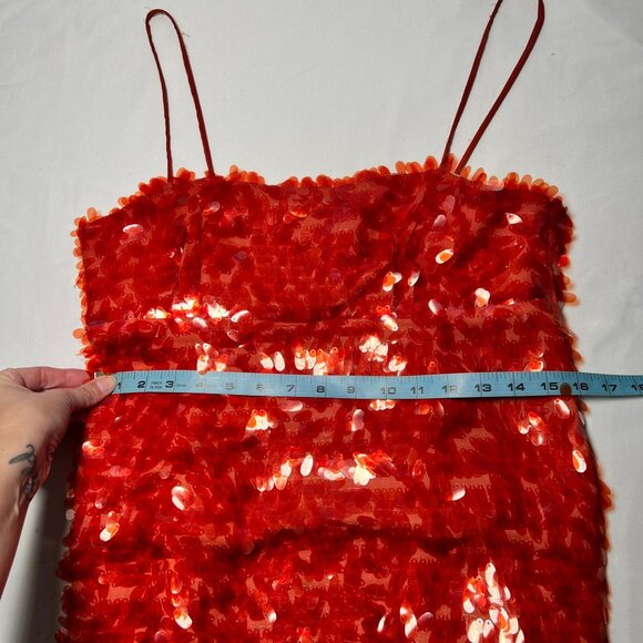 Zara Red Sequin Mini Dress Sparkle Slip Party Cocktail New Years Blogger Fave M - Picture 8 of 16